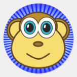 Monkey Bizness Face Design Round Stickers