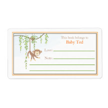 Monkey Bookplate Custom Shipping Label
