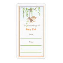 Monkey Bookplate Personalized Shipping Label