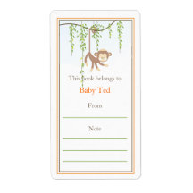 Monkey Bookplate Personalized Shipping Label