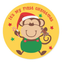 Monkey Boy 1st Christmas Sticker