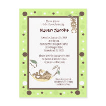 Monkey Business Green and Brown dot invitation postcards by allpetscherished Monkey Business Green and Brown dot invitation postcards