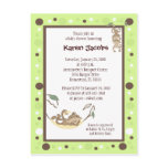 Monkey Business Green and Brown dot invitation Post Cards