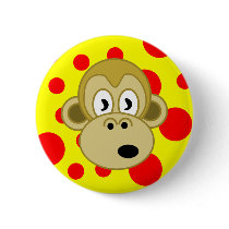 Monkey Button- Yellow and Red Polka Dot Background by polychromaticdesign Monkey Button- Yellow and Red Polka Dot Background