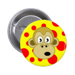 Monkey Button- Yellow and Red Polka Dot Background