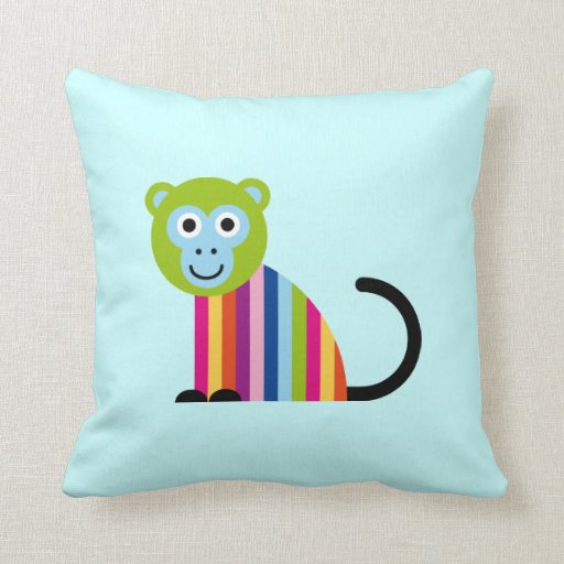 Monkey Chimp Cute Colorful Cartoon Animal Pillow Zazzle