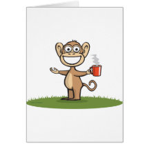 Monkey Coffee Greeting Cards