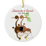 Monkey Couple Circle Custom Ornament