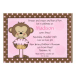 Monkey Cupcake Birthday Invitation