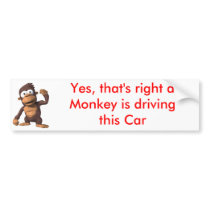Monkey driving a Car bumper stickers