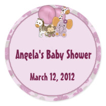 Monkey Elephant Baby Shower CJ-O Sticker Label