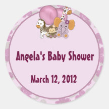 Monkey Elephant Baby Shower CJ-O Sticker Label