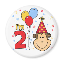 Monkey Face  2nd Birthday Refrigerator Magnets