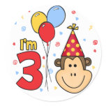 Monkey Face 3rd Birthday Sticker
