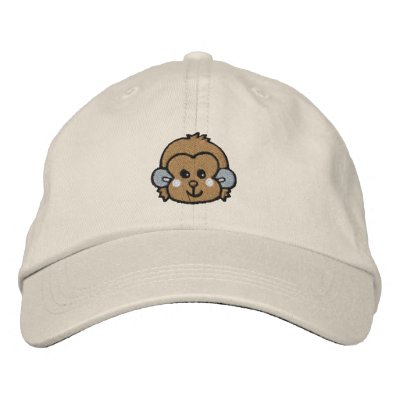 monkey face embroidered baseball cap by silly_strings