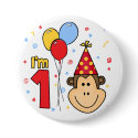 Monkey Face First Birthday buttons
