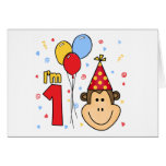 Monkey Face First Birthday Invitation Greeting Cards