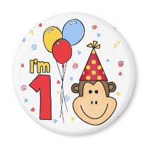 Monkey Face First Birthday magnets by Kewlkids Monkey Face First Birthday magnets