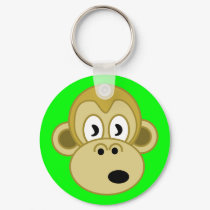 Monkey Face Keychain - Green by polychromaticdesign Monkey Face Keychain - Green