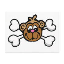 monkey face Skull and Crossbones postcards
