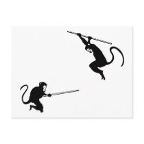 Monkey Fight Post Card