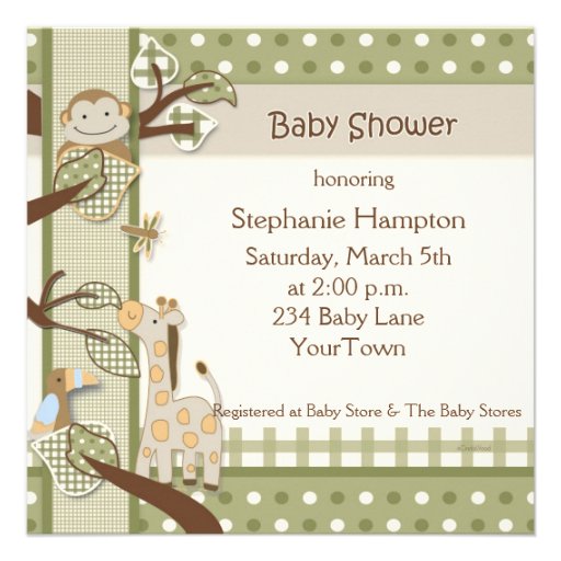 Monkey & Friends Baby Shower Invitation