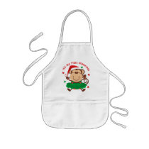 Monkey Girl 1st Christmas aprons by pinkinkart Monkey Girl 1st Christmas aprons