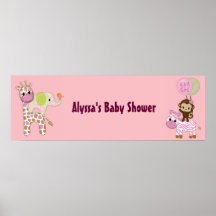 MONKEY Girl Jungle Baby Shower Banner JJ Posters