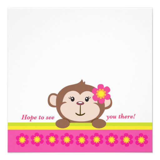Monkey Girl (Pink) Birthday Party Invitation