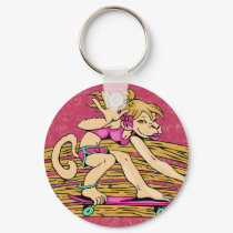 Monkey Girl Skateboarding Gear keychains by ZazzIt Monkey Girl Skateboarding Gear keychains