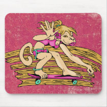 Monkey Girl Skateboarding Gear Mouse Mats