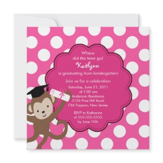 Monkey Grad Graduation Invitation for Girls zazzle_invitation