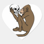 Monkey Holding A Skull Heart Stickers