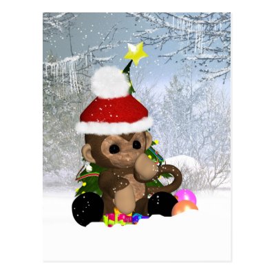 Monkey Holiday Postcard - Cute Monkey Postcard