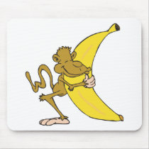 monkey hugging banana mouse mat