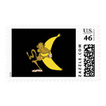 monkey hugging banana postage stamps