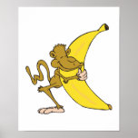 monkey hugging banana poster