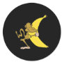 monkey hugging banana round sticker