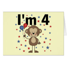 Monkey I'm 4 T-shirts and gifts Greeting Card