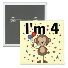 Monkey I'm 4 T-shirts and gifts Pinback Button