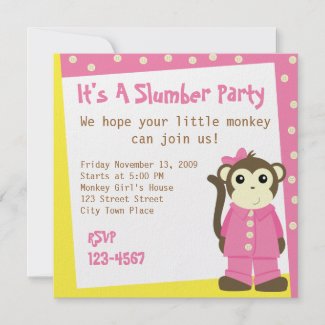 Monkey in Pajamas Personalized Announcement