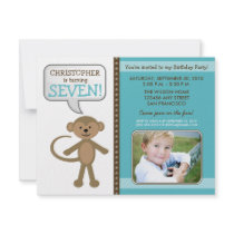 Monkey-ing Around Birthday Party Invite (blue)