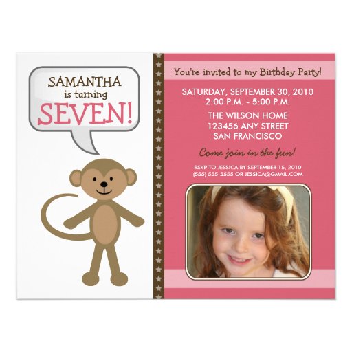 Monkey-ing Around Birthday Party Invite (pink)