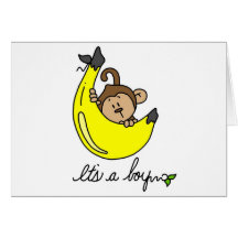 Monkey It's a Boy Tshirts and Gifts Card