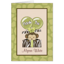 Monkey Jungle Baby Shower CA Thank You Note Card
