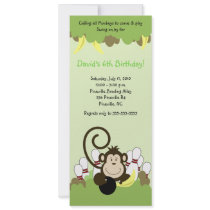 Monkey Jungle Safari Bowling Party 4x9 Custom Invite