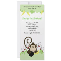 Monkey Jungle Safari Bowling Party 4x9 Custom Invitations