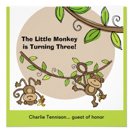 Monkey Little Swinger Birthday Invitations