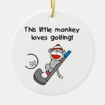Monkey Loves Golfing T-shirts and Gifts Christmas Tree Ornament