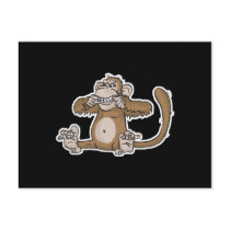 monkey making face postcard
